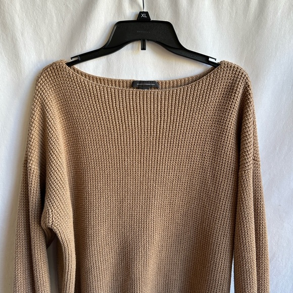 French Connection tan/camel boatneck sweater, size M - Picture 2 of 6
